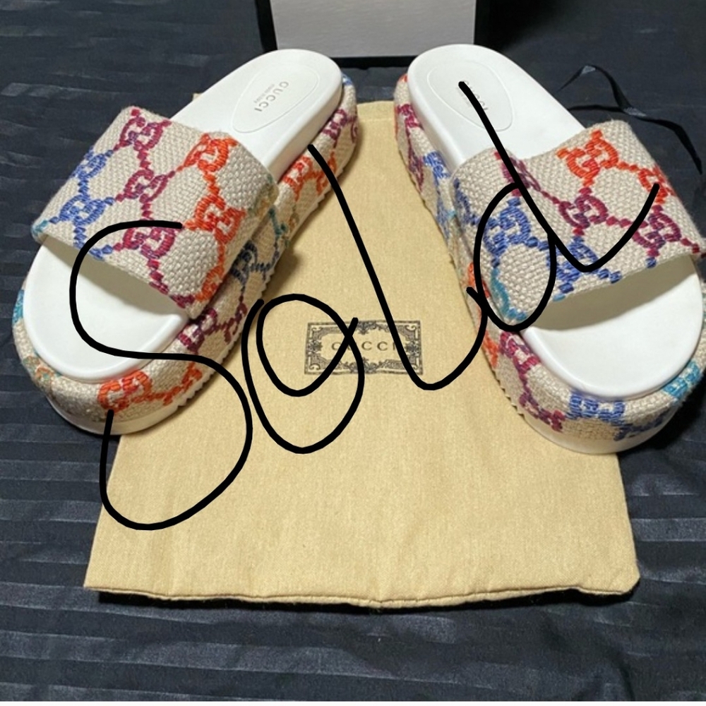 Gucci Multicolor Chain Slide Sandals